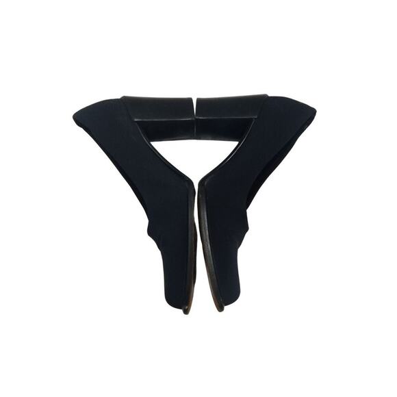 Navy Blue Chunky Heel Pointy Toe Elastic Top High Heels Vintage Via Spiga SZ 6.5 - Picture 2 of 6